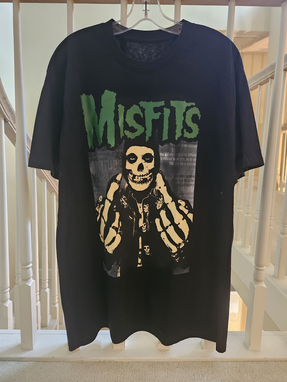 Misfits Black Graphic Tee with Green Logo and Cream Skull